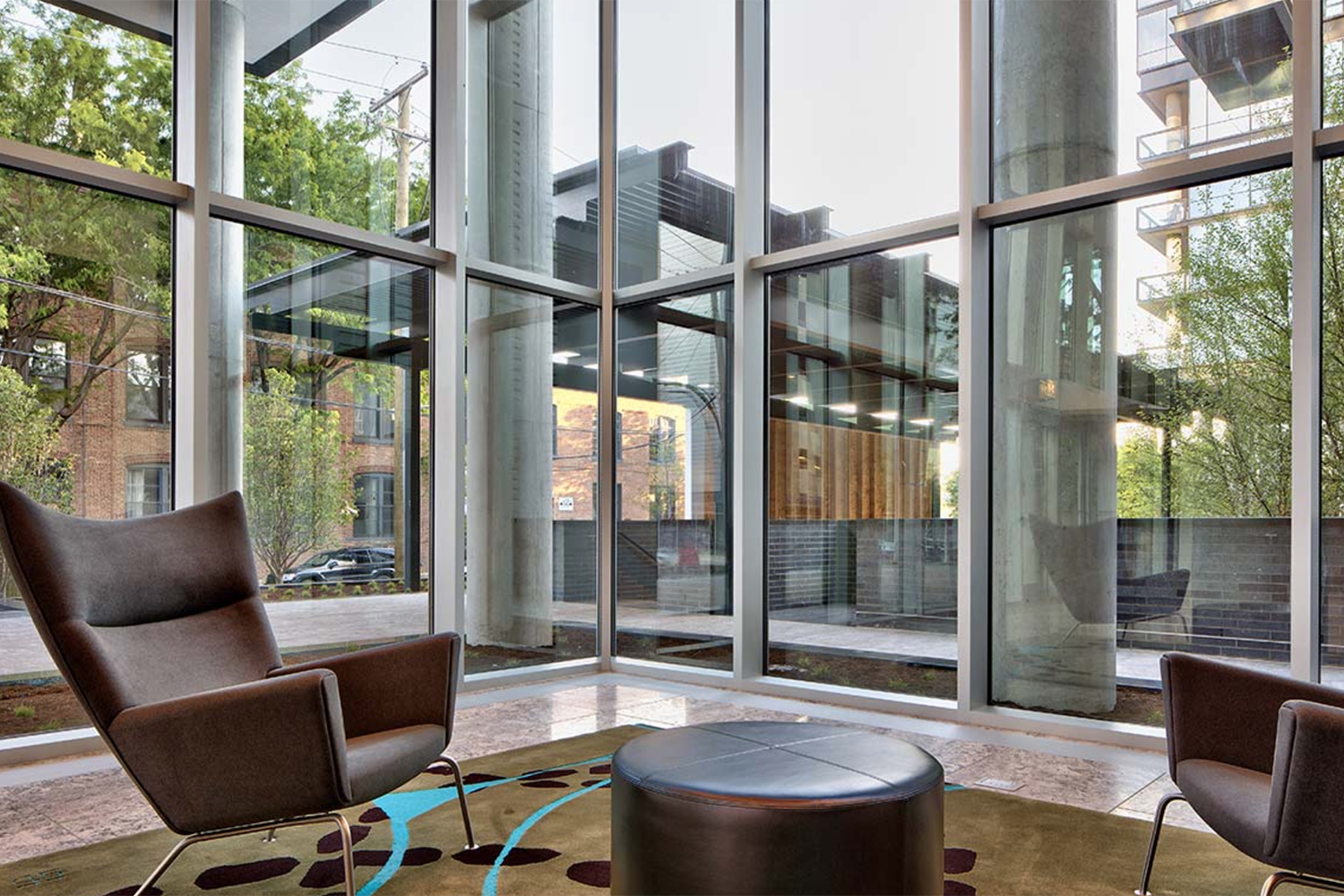 Luxury apartment lobby